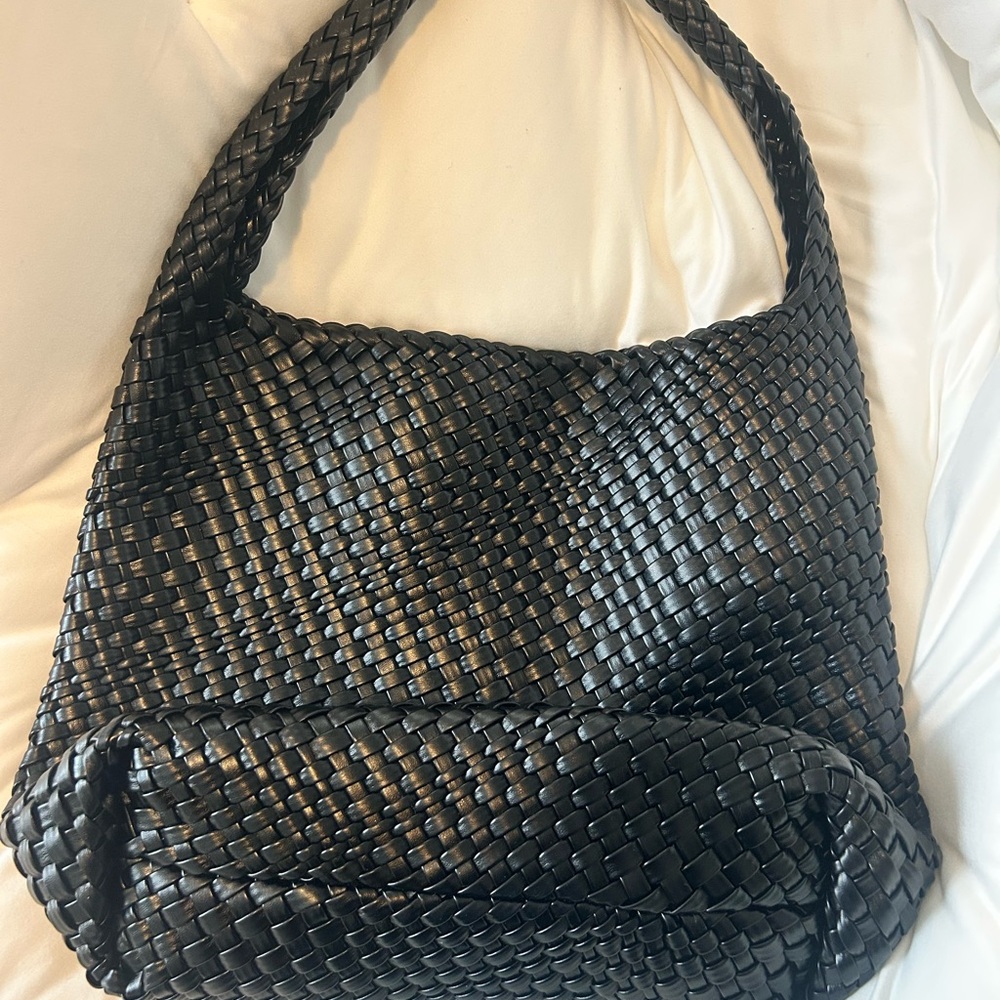 Black Woven Shoulder Bag - Classic Women's Tote